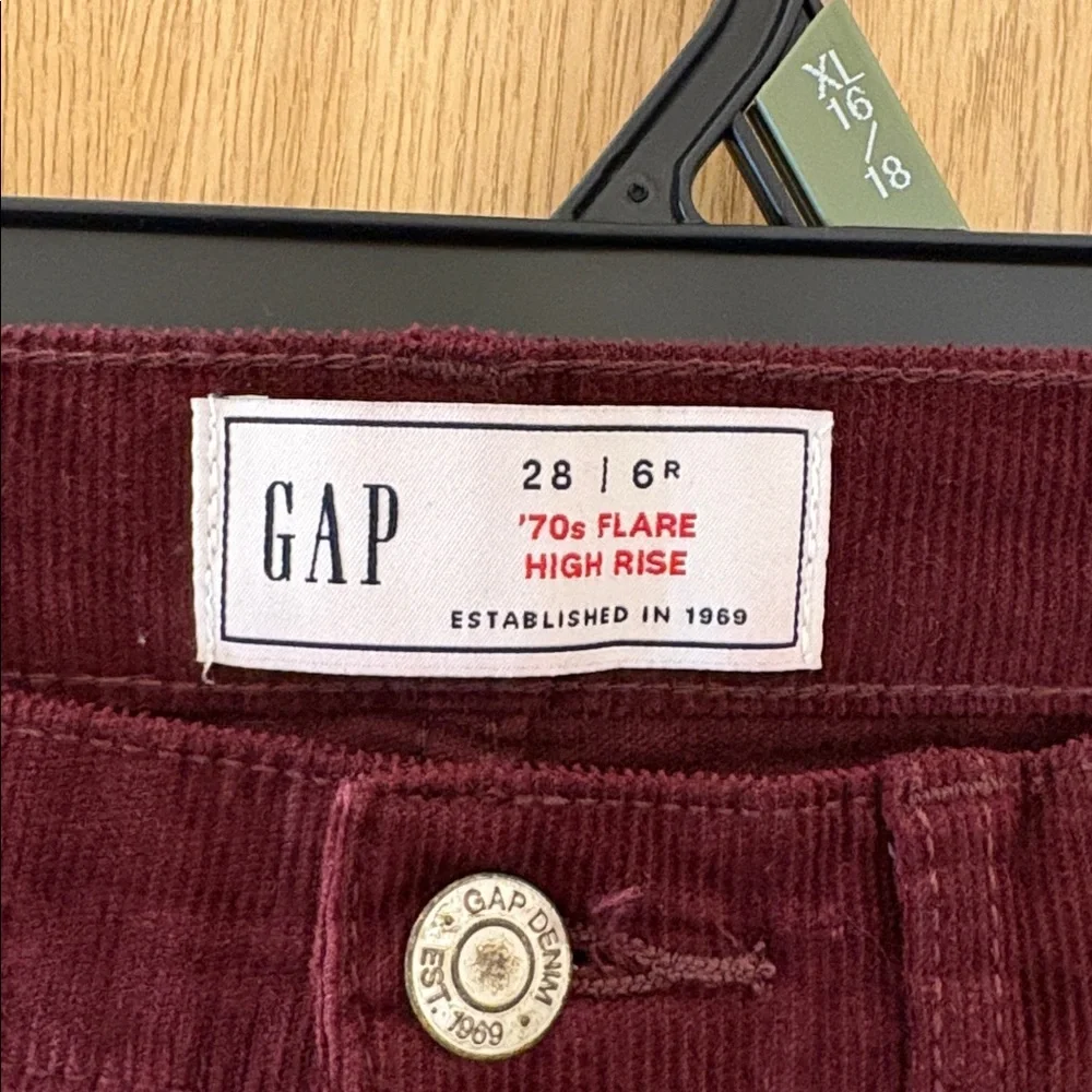GAP Women's Dark Red Corduroy Flare Jeans - Picture 2 of 3